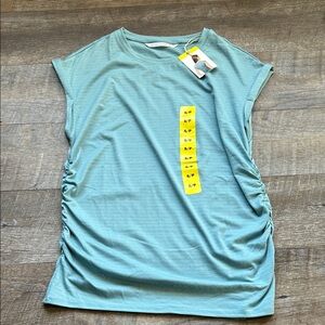 Lole Light Aqua Scoop Neck Tunic with Side Ruching